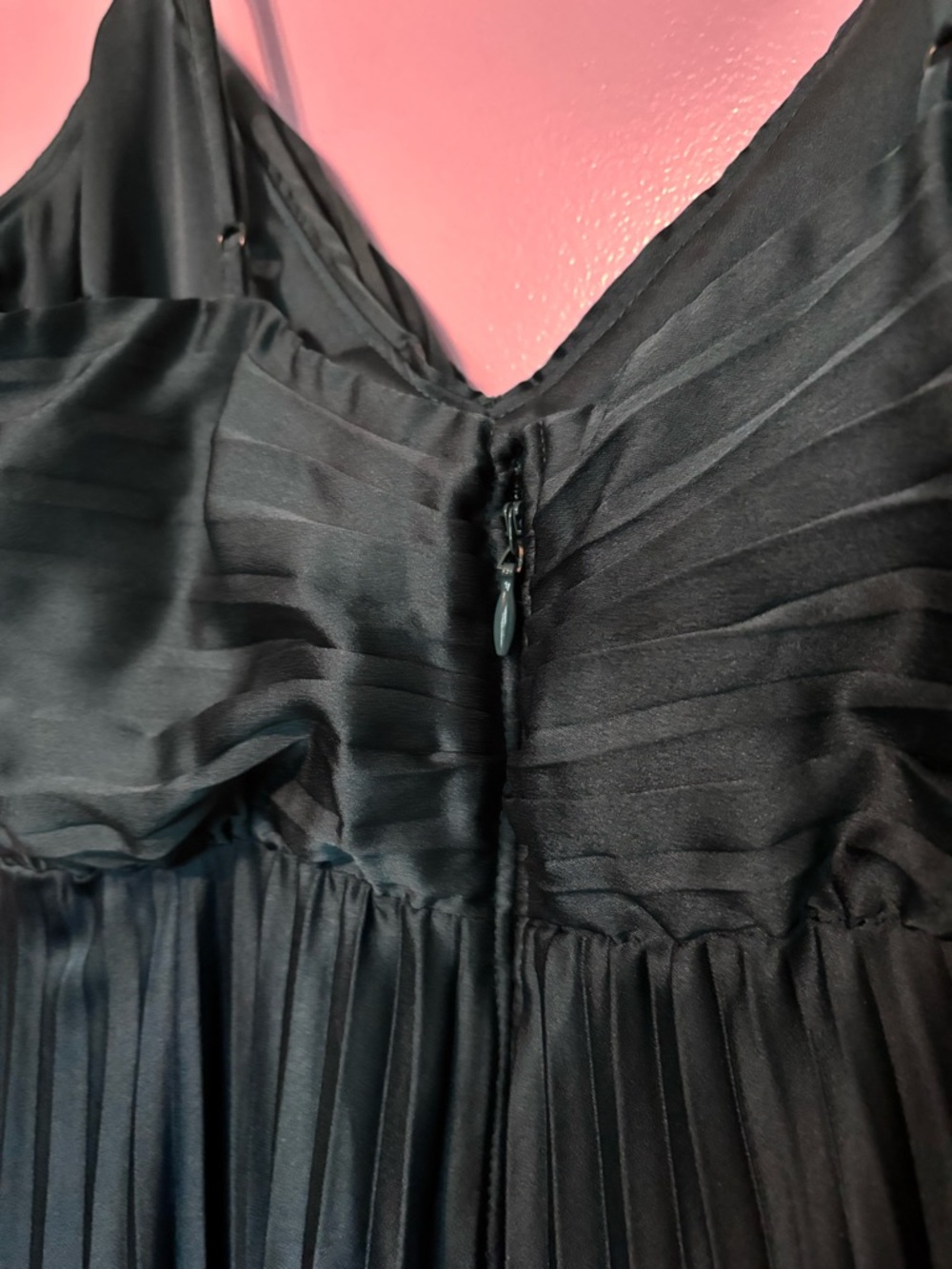Abercrombie Pleated Maxi Dress Dark Teal Satin Slip Formal Size Small - Picture 11 of 15